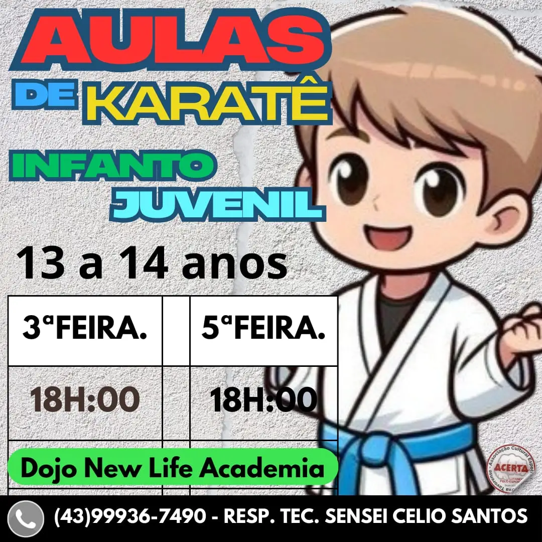 Hor&aacute;rio da turma Juvenil